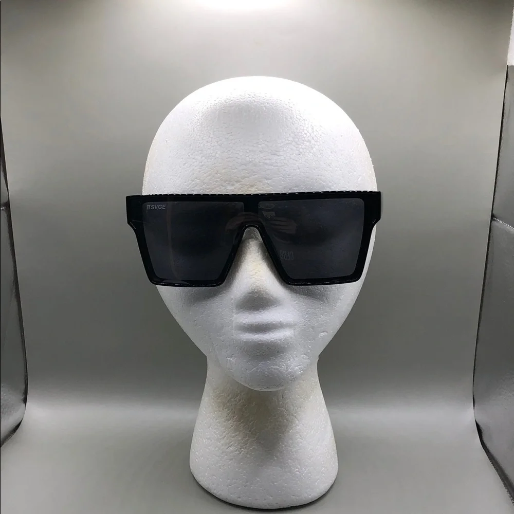 2svge IIsvge Icon Black Shield Sunglasses UNISEX Polarized Oversized Style